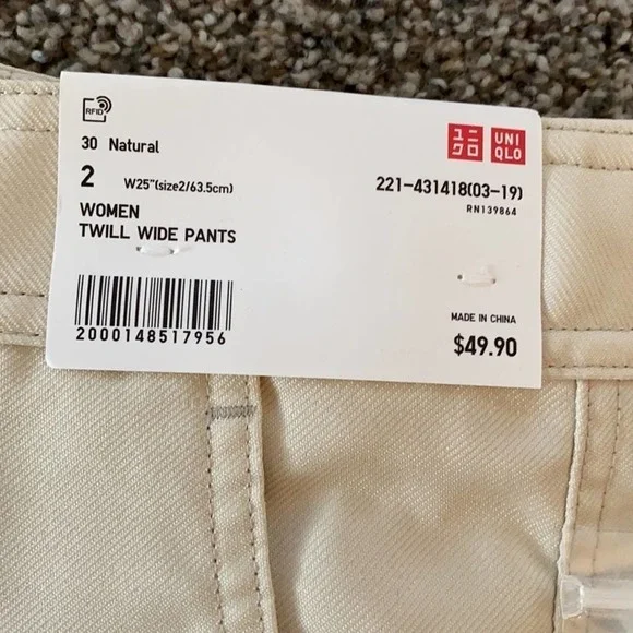 Uniqlo -  Women Twill Wide Pants - size 2 - Picture 3 of 8